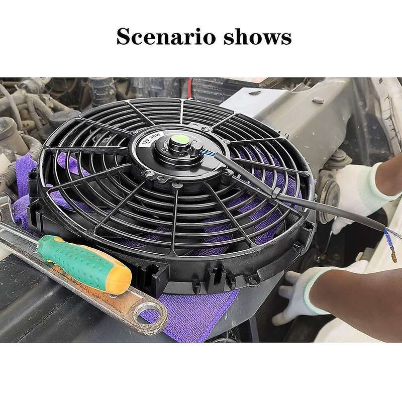 Universal 10 Inch Black Slim Fan Push Pull Electric Radiator Cooling 12V 80W Mount Kit