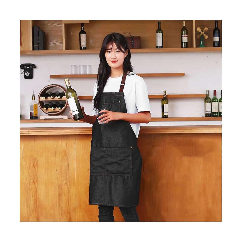 Unisex Adjustable Multi Pocket Apron for Chef Kitchen Bbq and Studio Halterneck Work Apron