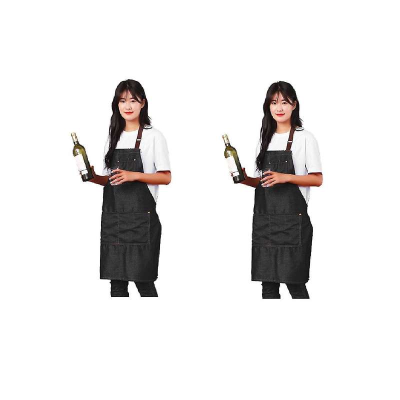 Unisex Adjustable Multi Pocket Apron for Chef Kitchen Bbq and Studio Halterneck Work Apron