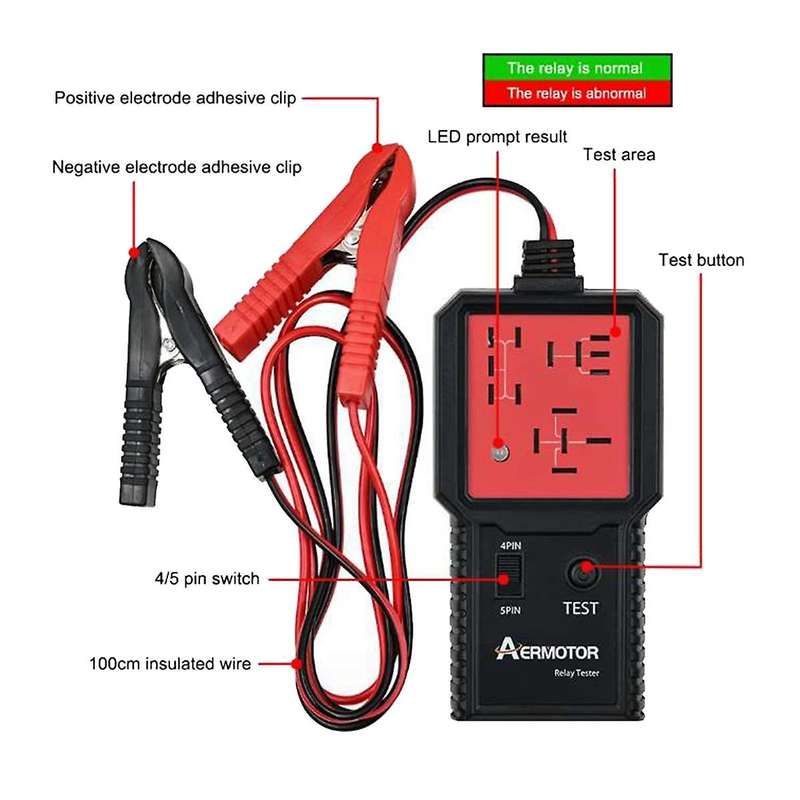 Universal 12V Car Relay Tester Electronic Car Relay Tester for Car Battery Checker Alternator Anal
