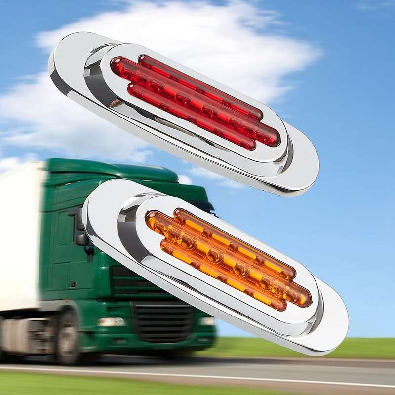 Universal 12-24V 16LED Side Marker Blinker Lights Waterproof Signal Lamp- 2 Red & 2 Amber for Car Tr
