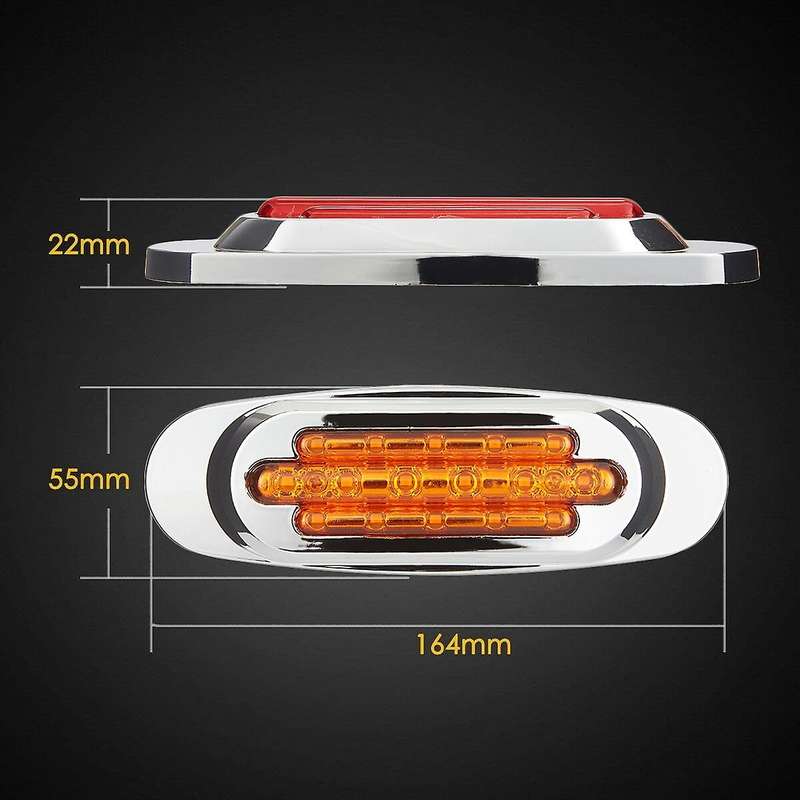 Universal 12-24V 16LED Side Marker Blinker Lights Waterproof Signal Lamp- 2 Red & 2 Amber for Car Tr