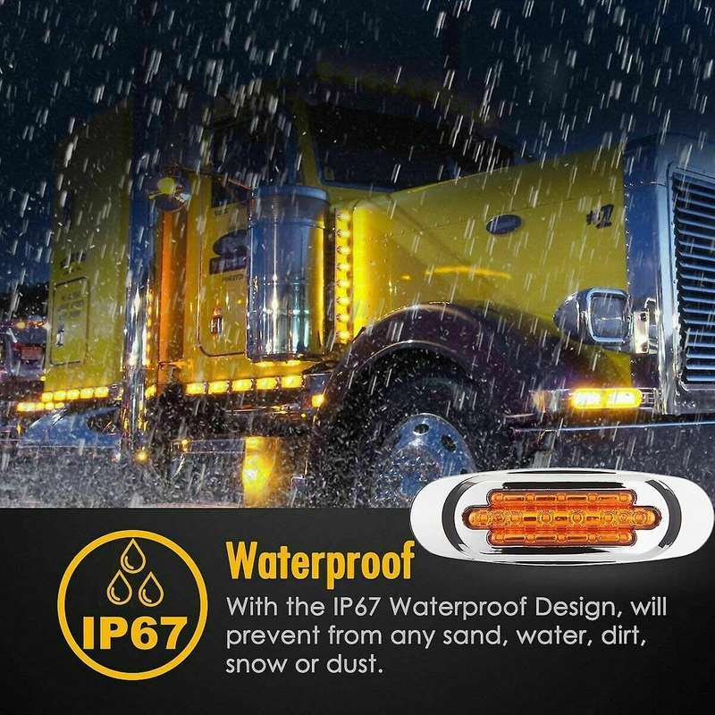 Universal 12-24V 16LED Side Marker Blinker Lights Waterproof Signal Lamp- 2 Red & 2 Amber for Car Tr