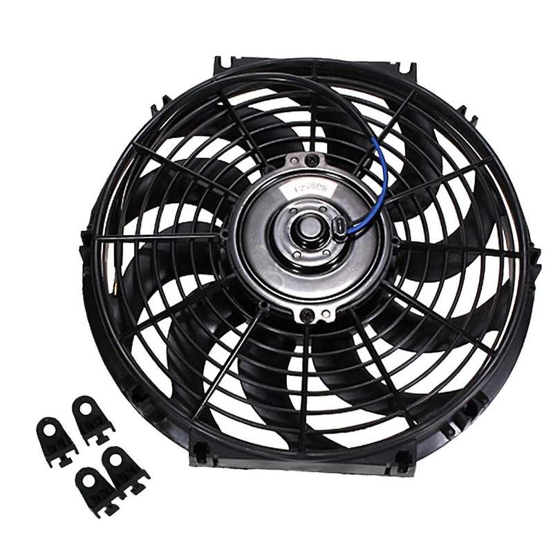 Universal 12 Inch 12V 80W 2100RPM Car Air Conditioning Electronic Cooling Slim Fan CURVED Blade Elec