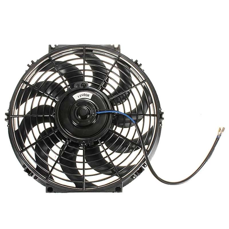 Universal 12 Inch 12V 80W 2100RPM Car Air Conditioning Electronic Cooling Slim Fan CURVED Blade Elec