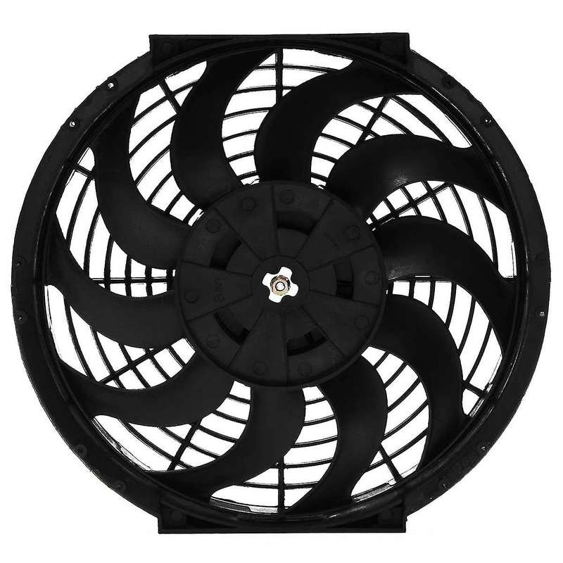 Universal 12 Inch 12V 80W 2100RPM Car Air Conditioning Electronic Cooling Slim Fan CURVED Blade Elec