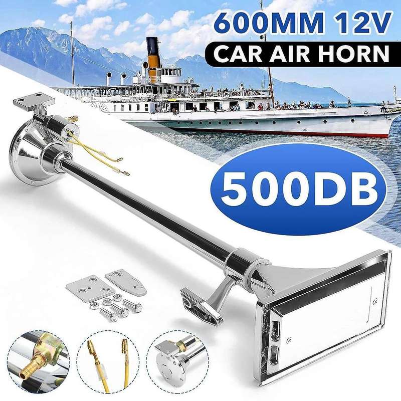 Universal 12V Single Long Tube Horn Train Car Truck Boat RV Trumpet 115 +/- 10Db 600mm for Car Truck