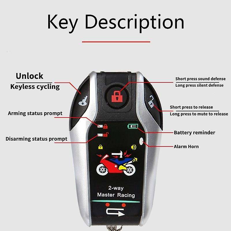 Universal 12V Motorcycle Anti-Theft Two-Way Alarm with Automatic Locking for ///