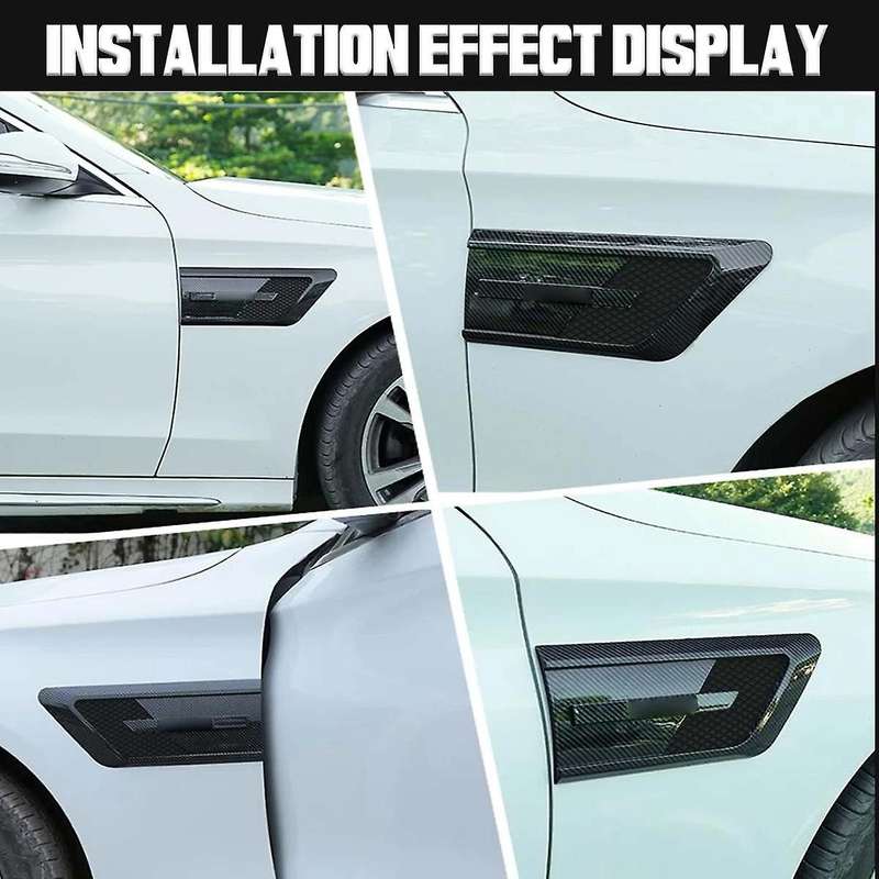 Universal 2X Car Glossy Black Side Vent Air Flow Intake Hood Scoop Vent Bonnet Cover for