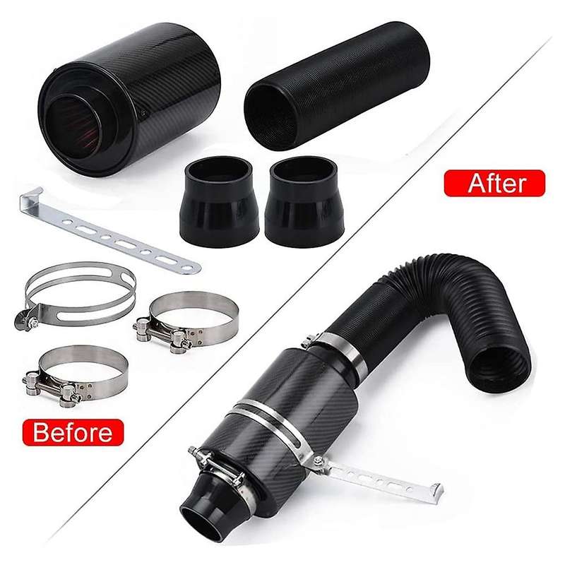 Universal 3 Inch Car Carbon Fiber Cold Air Filter Intake Pipe Hose Kit Car Filter Intake Kit Air Fil