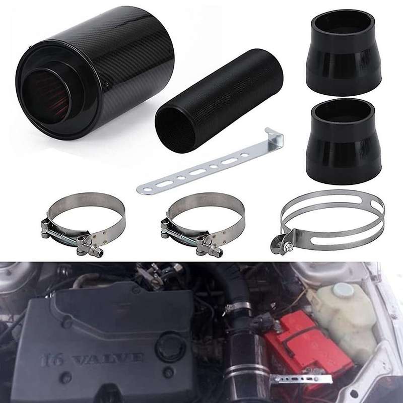 Universal 3 Inch Car Carbon Fiber Cold Air Filter Intake Pipe Hose Kit Car Filter Intake Kit Air Fil