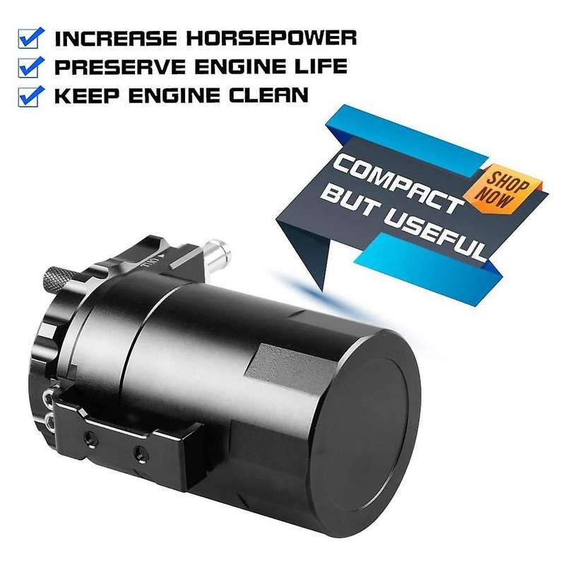 Universal 300Ml Oil Catch Can Tank Polish Baffled Engine Air Oil Separator Tank Reservoir Kit-Black