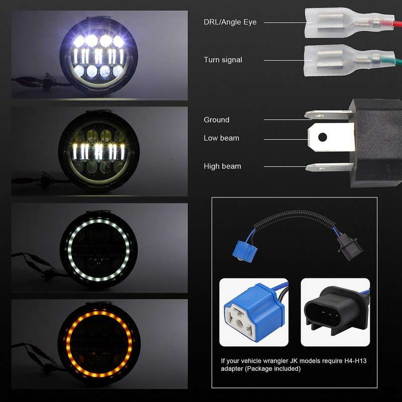 Universal 400W 40000LM 7inch Led Car Motorcycle Headlight Phare Farol Head Light Lamp Head Light for