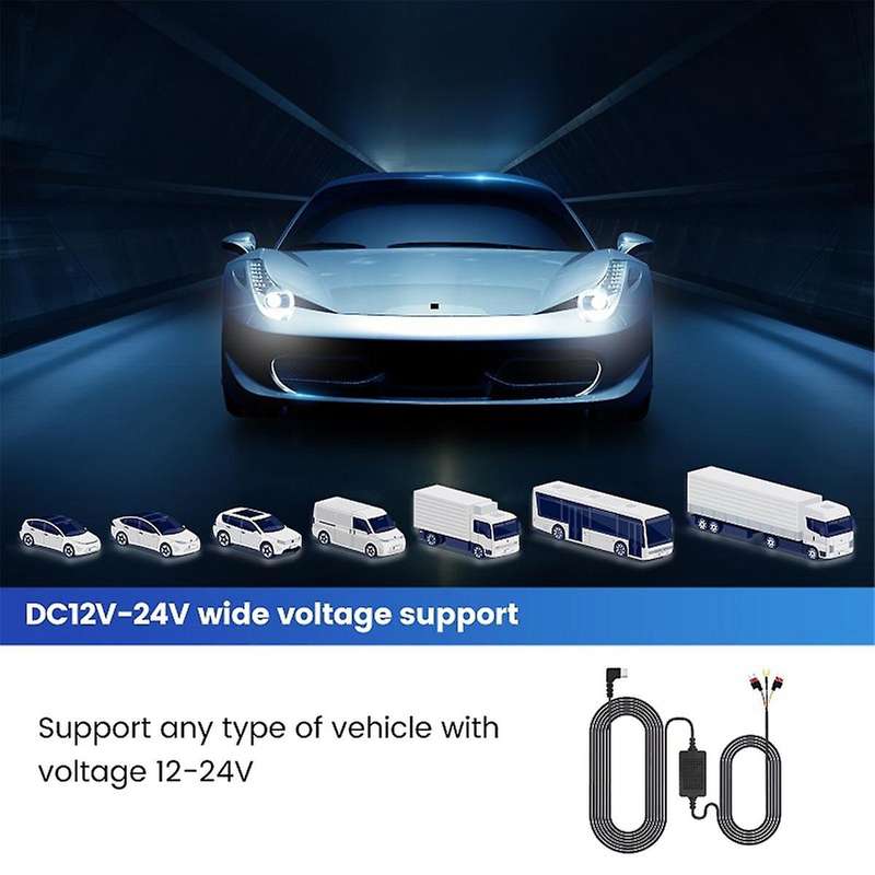 Universal 3.5M Car Dash CAM Wire 12/24V to 5V 3A Vehicle DVR Hardwire Cable Kit Video Camera Record