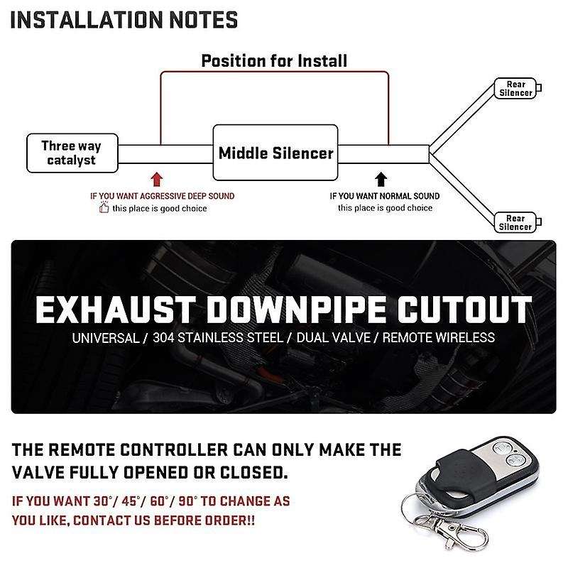 Universal 3Inch Dual Valve Electric Exhaust Shutoff Valve System Y-Type Exhaust Muffler Kit with Wir