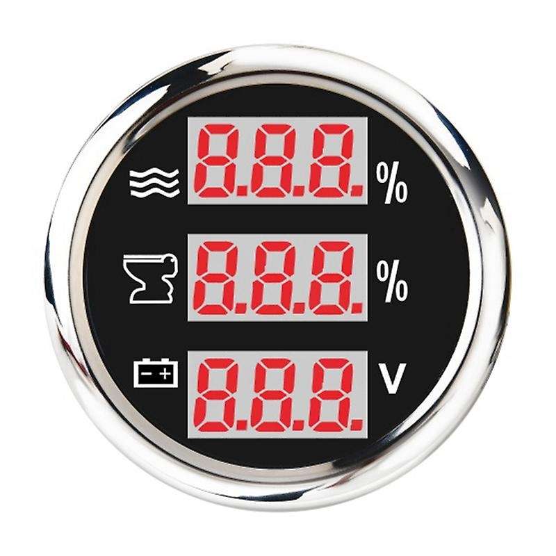 Universal 52mm 3 in 1 Multi-Function Digital Gauge Water Level Waste Holding Tank Indicator Voltmete