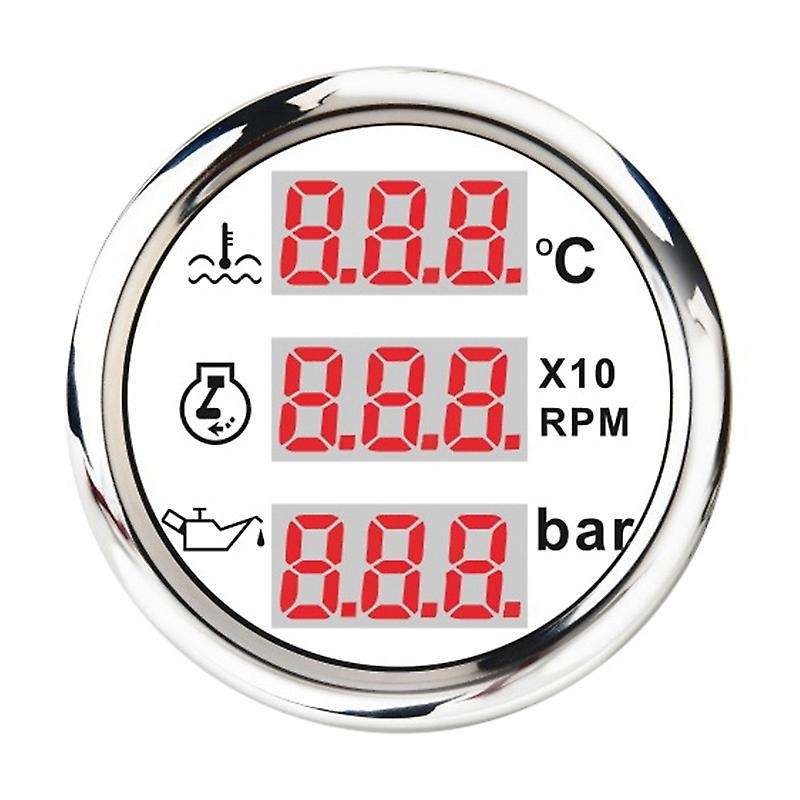 Universal 52mm 3 in 1 Multi-Function Digital Gauge Waterproof Water Temp Oil Pressure Tachometer Gau