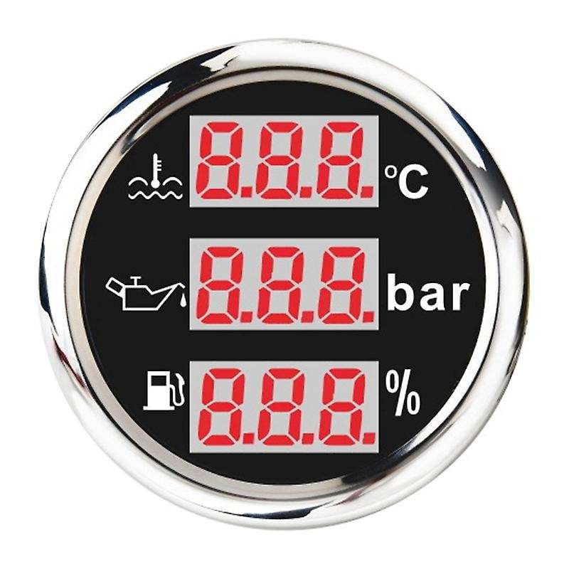 Universal 52mm 3 in 1 Multi-Function Digital Gauge Waterproof Water Temp Oil Pressure Fuel Level Gau