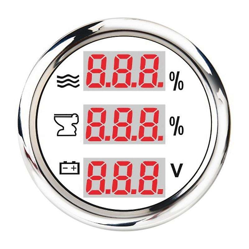 Universal 52mm 3 in 1 Multi-Function Digital Gauge Water Level Waste Holding Tank Indicator Voltmete