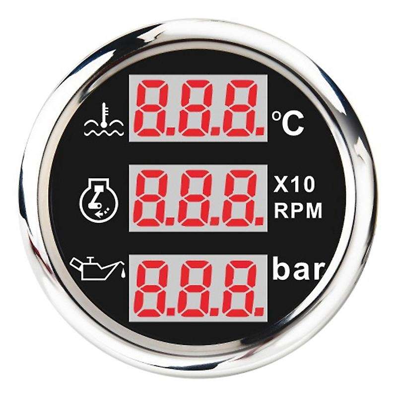 Universal 52mm 3 in 1 Multi-Function Digital Gauge Waterproof Water Temp Oil Pressure Tachometer Gau