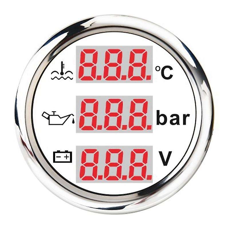 Universal 52mm 3 in 1 Multi-Function Digital Gauge Waterproof Water Temp Oil Pressure Gauge Voltmete