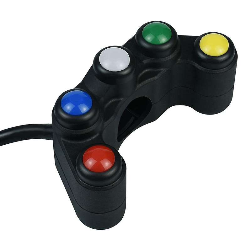 Universal 5 Button Motorcycle Switches 7/8Inch 22mm Handlebar for Horn Headlight Hazard Brake Fog Li