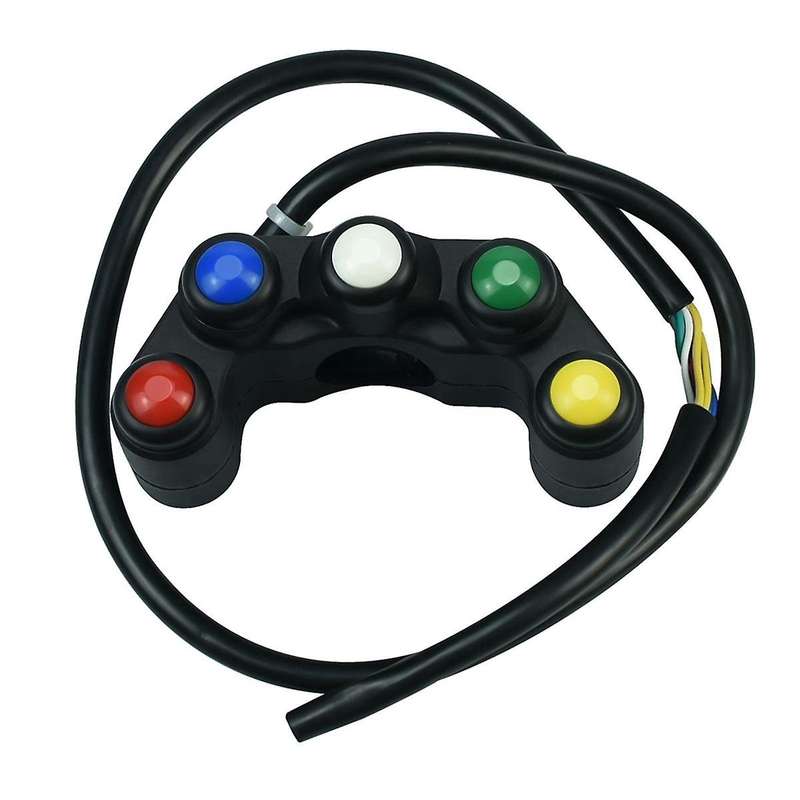 Universal 5 Button Motorcycle Switches 7/8Inch 22mm Handlebar for Horn Headlight Hazard Brake Fog Li