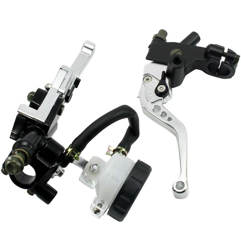 Universal 7/8Inch 22mm Front Brake Clutch Master Cylinder Reservoir Levers-Silver