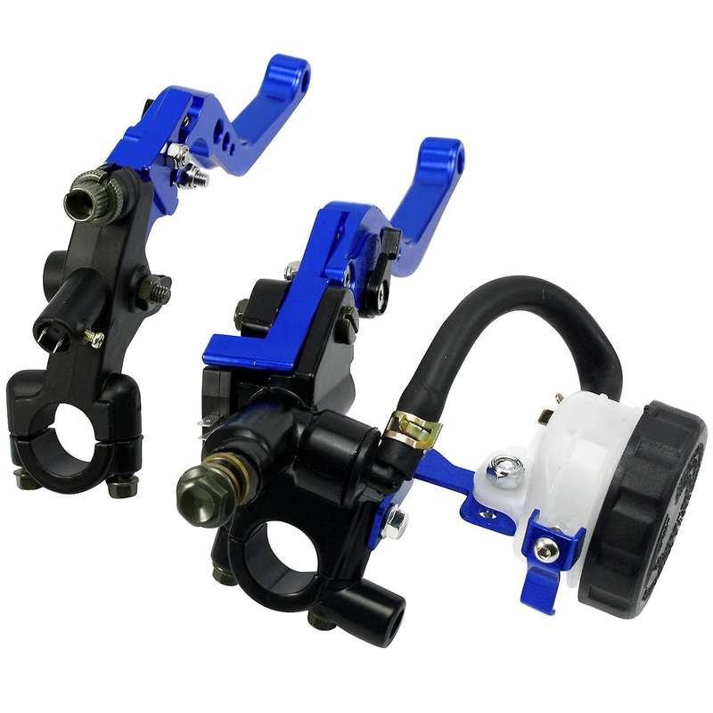 Universal 7/8Inch 22mm Front Brake Clutch Master Cylinder Reservoir Levers-Blue