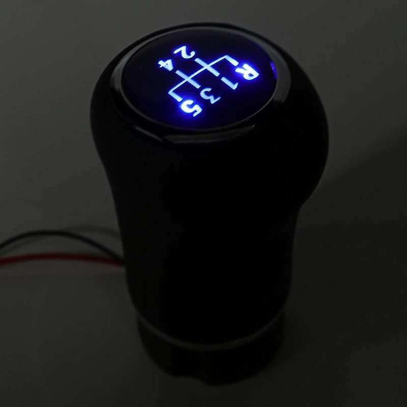 Universal 5Speed Manual Gear Shift Knob with LED Backlight Gear PU Leather Shifter Lever for /// Yel