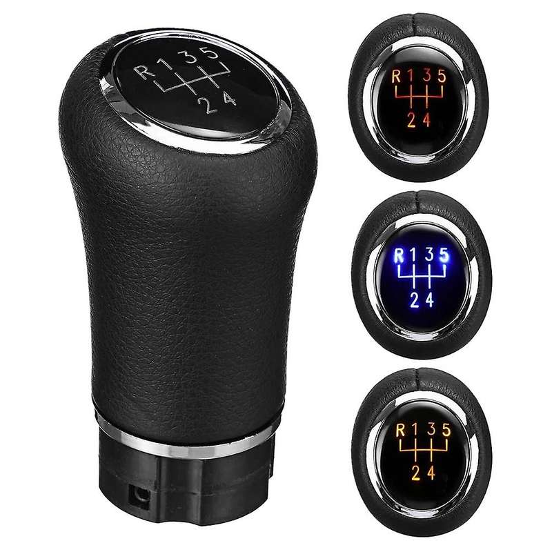 Universal 5Speed Manual Gear Shift Knob with LED Backlight Gear PU Leather Shifter Lever for /// Yel