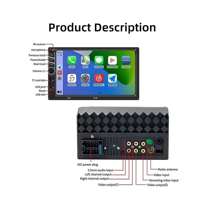 Universal 7inch Carplay Car Radio Hd Multimedia Touchscreen Mp5 Player Bluetooth Usb Fm Camera Mirr