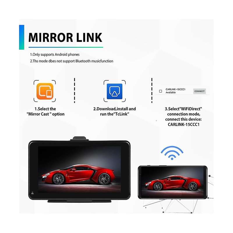 Universal 7inch Car Radio Multimedia Video Player Wireless Carplay and Android Auto Touch Screen Bl
