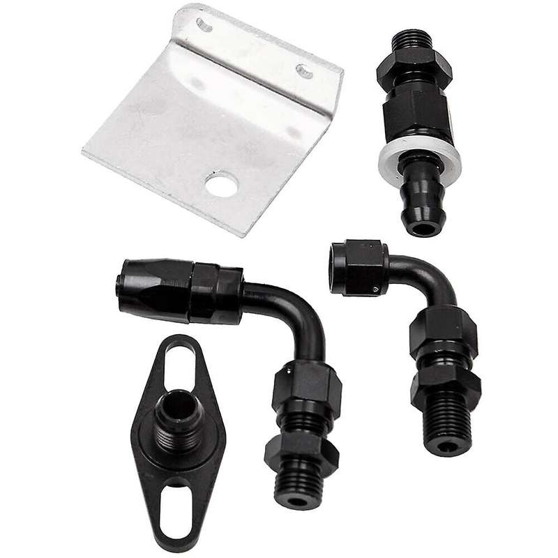 Universal Adjustable Fuel Pressure Regulator Kit with Oil Gauge 0-100 Psi-6AN Fitting End Black