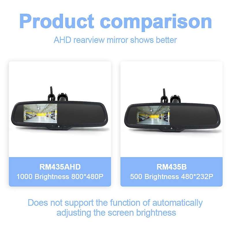 Universal AHD 4.3inch TFT LCD Interior Replacement Rear View Mirror Car Monitor 2Ch Video Input