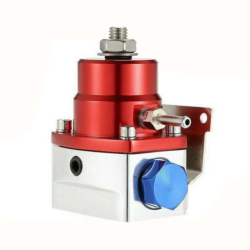 Universal Adjustable Fuel Pressure Regulator Kit with Oil Gauge 0-100 Psi-6AN Fitting End Red-Blue A
