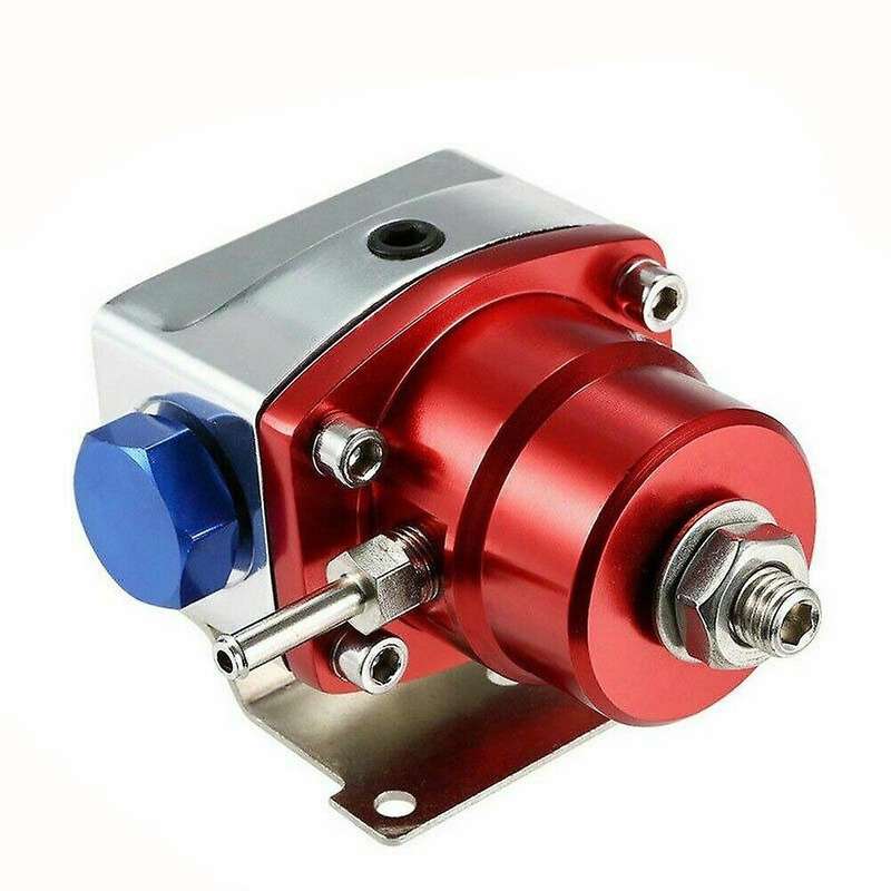 Universal Adjustable Fuel Pressure Regulator Kit with Oil Gauge 0-100 Psi-6AN Fitting End Red-Blue A