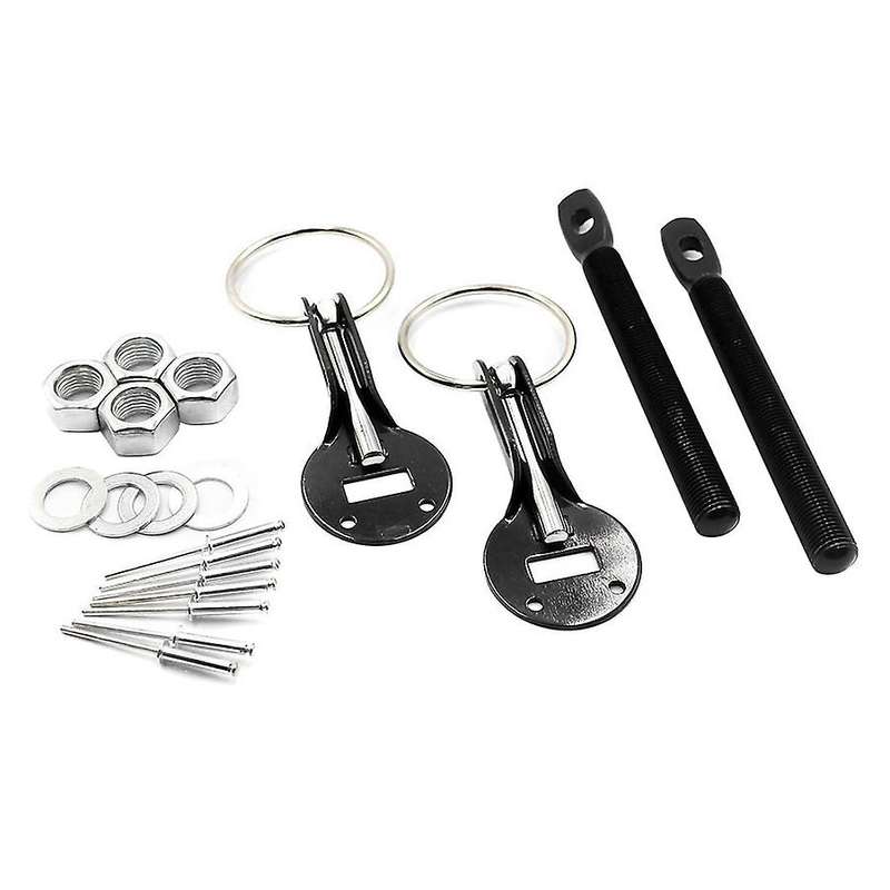 Universal Alloy Mount Bonnet Hood Pin Pins Lock Latch Kit Racing Sport Car Black