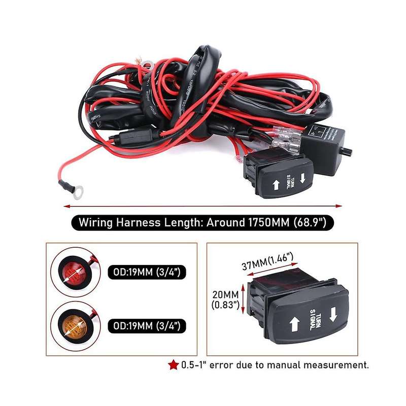 Universal Atv/utv Turn Signal Kit Horn Flasher Relay Harness System Kit for Golf Cart Sxs Atv Utv S