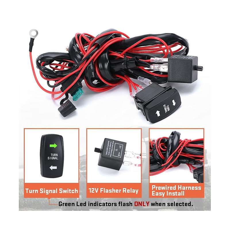 Universal Atv/utv Turn Signal Kit Horn Flasher Relay Harness System Kit for Golf Cart Sxs Atv Utv S