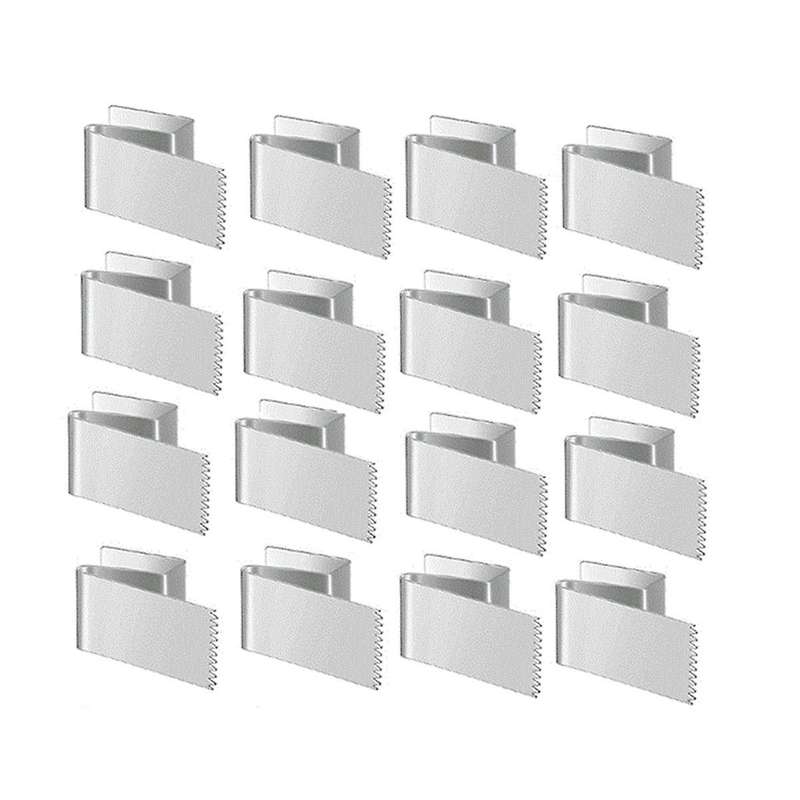 Universal and Reusable Glued Wooden Clips for with Door Handles and Screws, Packed in 16 Units Silve