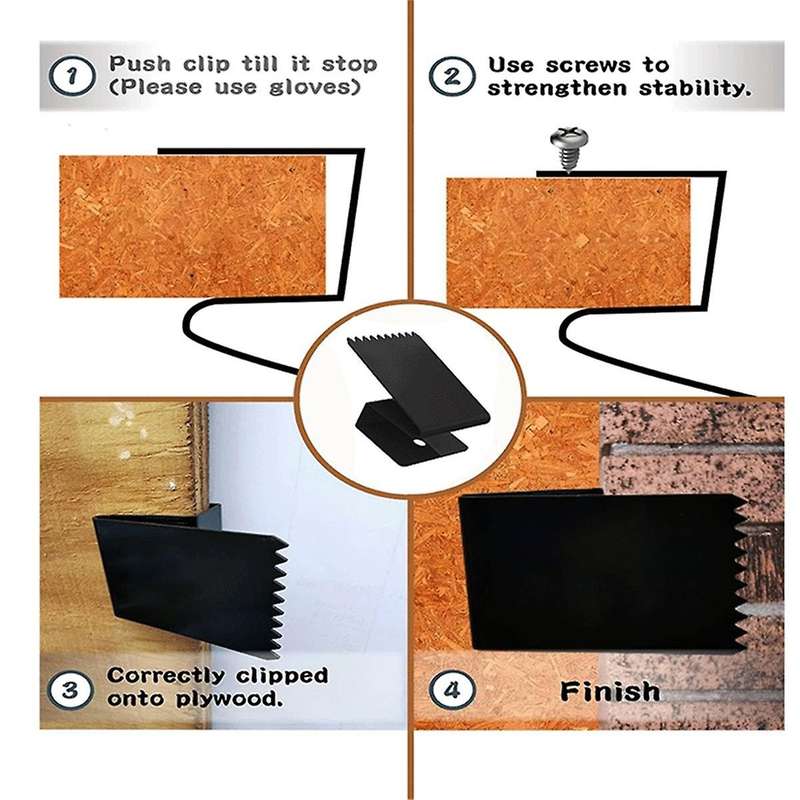 Universal and Reusable Glued Wooden Clips for with Door Handles and Screws, Packed in 16 Units Silve