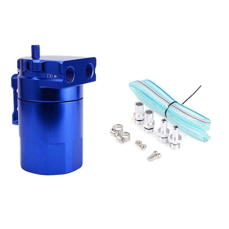 Universal Aluminum Car Engine Oil Catch Can Tank Polish Baffled Reservoir 300Ml-Blue