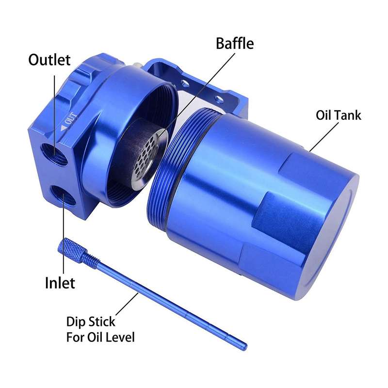 Universal Aluminum Car Engine Oil Catch Can Tank Polish Baffled Reservoir 300Ml-Blue