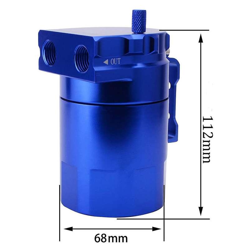 Universal Aluminum Car Engine Oil Catch Can Tank Polish Baffled Reservoir 300Ml-Blue