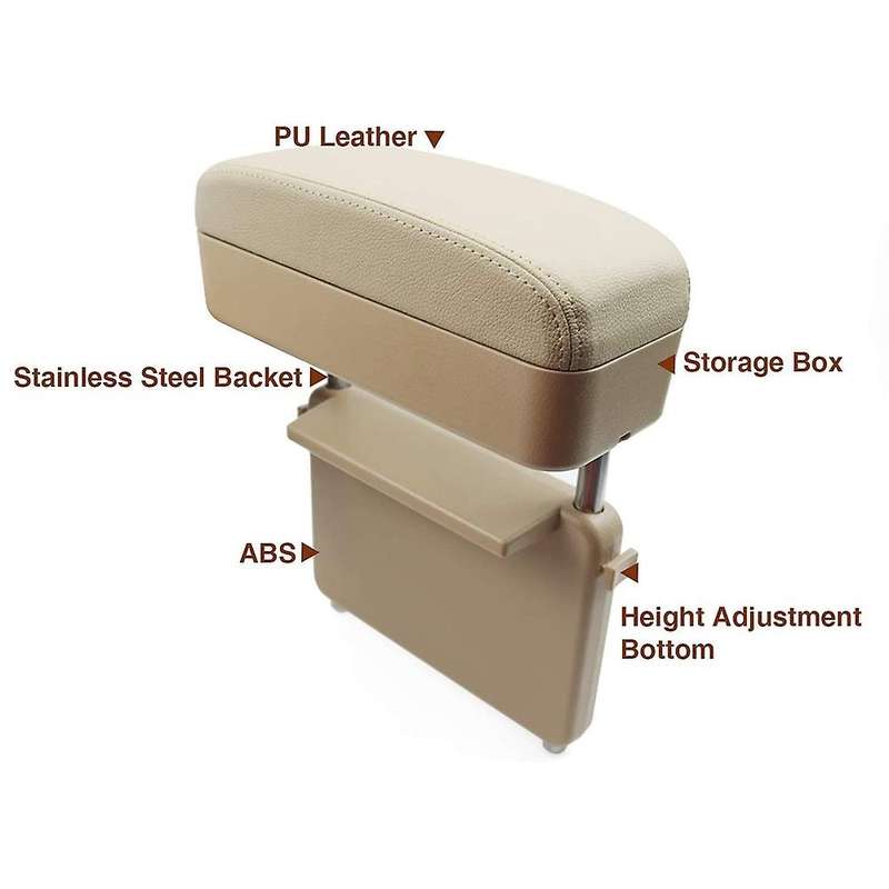 Universal Car Armrest Box Elbow Support Adjustable Car Center Console Arm Rest (Beige)