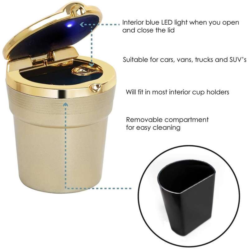 Universal Car Ashtray with LED Lights with Cover Covered Car Inside the Car Multi-Function Car Suppl