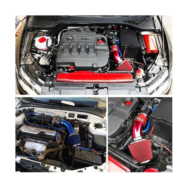 Universal Car Cool Air Intake Kit 3inch Pipe Automotive Filter Induction Low Hose and Clamp Kits,re