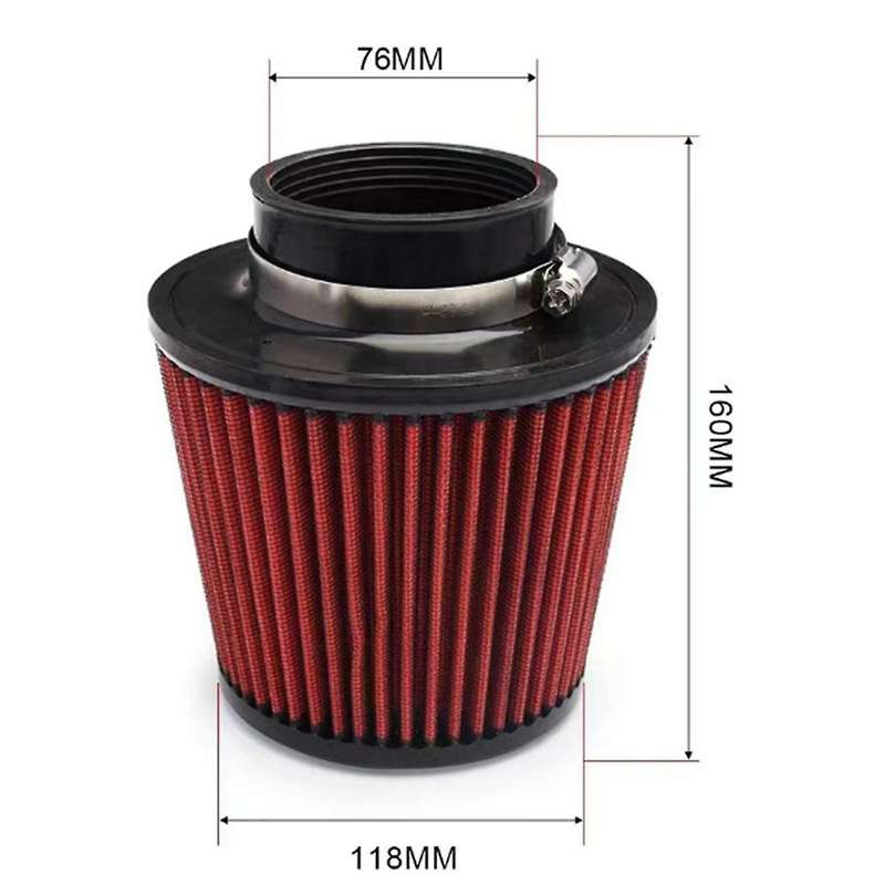 Universal Car Flow Intake Air Filter 76mm Car Mushroom Short Air Filters Accessories