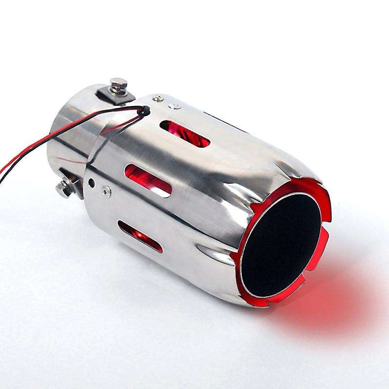Universal Car Exhaust System Plain Tip Tailpipes Red Light Car Modified Single Outlet Exhaust Pipe T